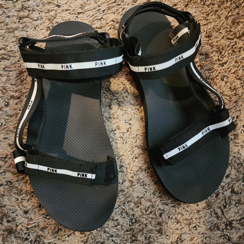 Black and White PINK Sandals